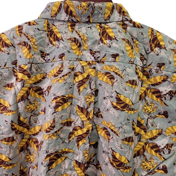 Goodthreads Men’s Standard Shirt Brown Shirt Autumn Leaves Pattern Button-Up MT - Picture 7 of 12